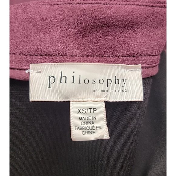 Women's Philosphy Burgundy Military Style Blazer Jacket Sz XS Faux Suede Padded - Picture 5 of 12